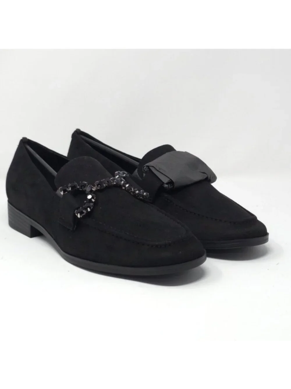Nine West Lilpa2 Black Suede Chain Loafers 9.5M
